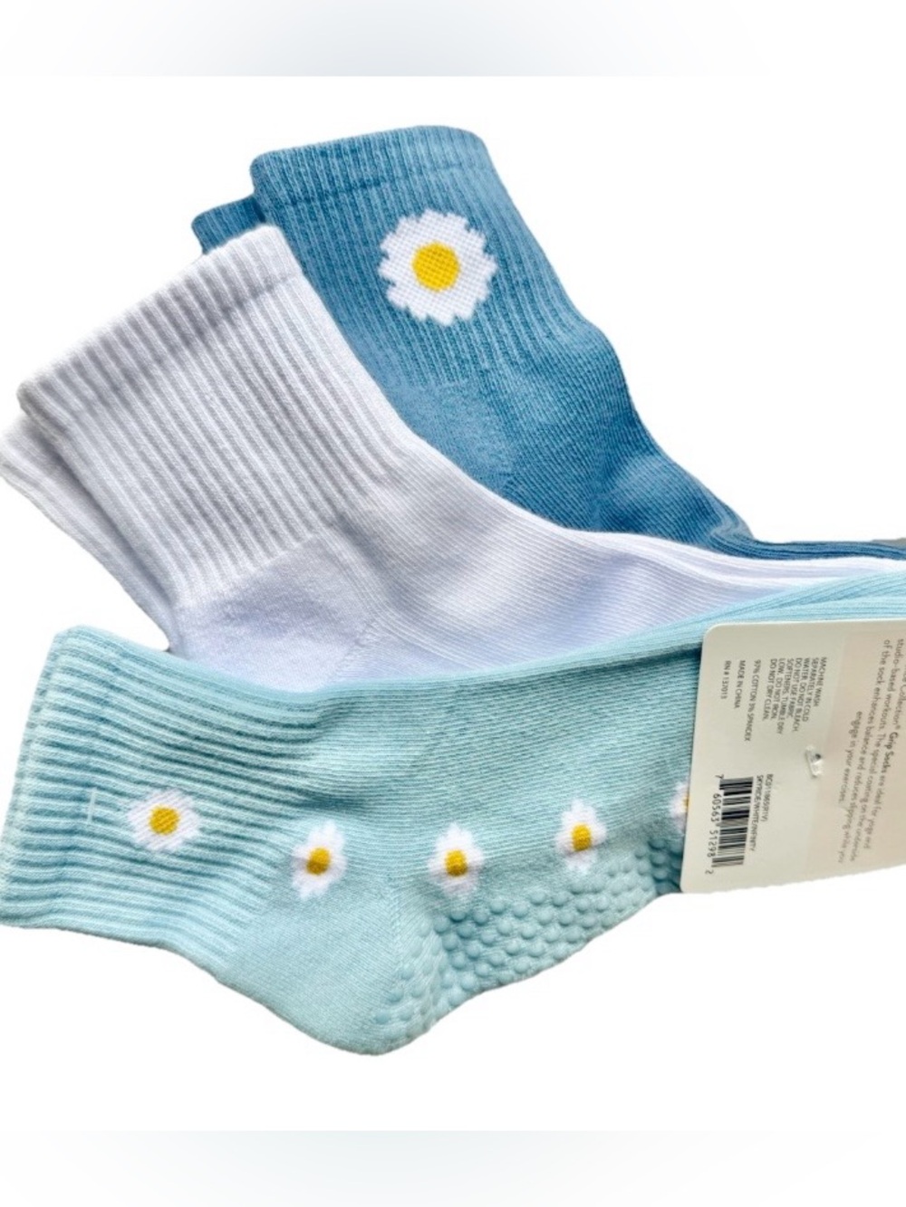 NEW 3 pack Balance Collection Women’s Daisy Grip Socks -Non Slip OS Pilates Yoga